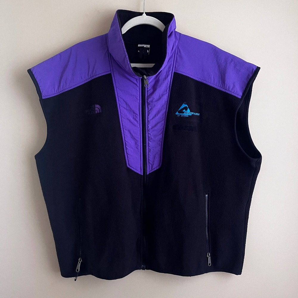 Vintage North Face Vest Men's XL Fleece Black Purple Teal Cannonsburg Outdoor